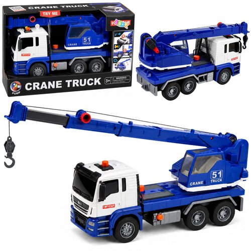  Construction Crane Truck Adjustable Lights Sounds Blue Cene