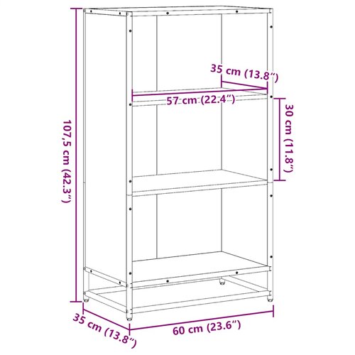  za knjige smeđi hrast 60x35x107,5 cm konstruirano drvo Slike