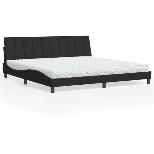  Postelja z vzmetnico črna 200x200 cm žamet Slike