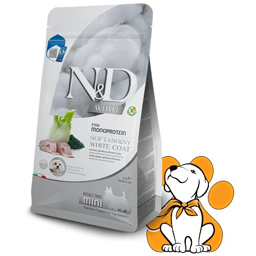 N&d white Fish Monoprotein Soft & Shiny White Coat 2kg, Suva Hrana za Bele Pse Slike