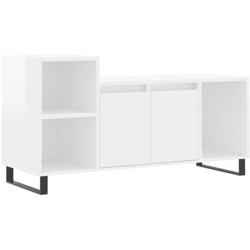 Maison Chic TV omarica - TV stojalo - Televizijska omarica visok sijaj bela 100x35x55 cm inženirski les, (21700076) Cene