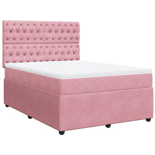 vidaXL Box spring postelja z vzmetnico roza 160x200 cm žamet, (21308333) Cene