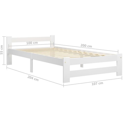  Okvir za krevet od masivne borovine bijeli 100 x 200 cm Slike