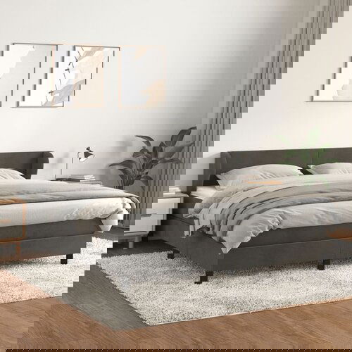 The Living Store Box spring postelja z vzmetnico temno siva 160x200 cm žamet - Box Spring Postelja, (21489995) Cene