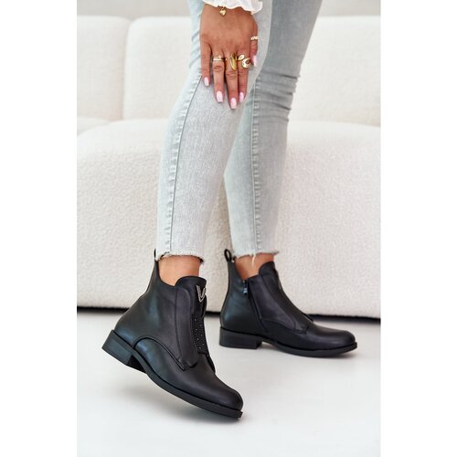 Kesi Low women&amp;#039;s ankle boots with a flat heel in black S.Barski Black Slike