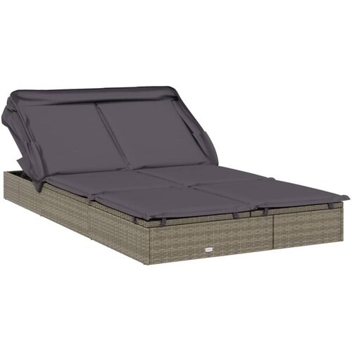 LEŽAJ za sunčanje za 2 osobe sivi 213 x 118 x 97 cm poliratan Slike
