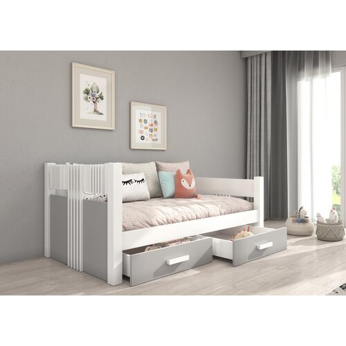 ADRK Otro�ka postelja BIBI z vzmetnico in predali 200x90 cm - BELA-SIVA Cene