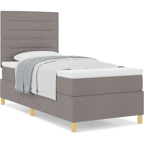  Krevet s kutijom za opruge s madracem taupe 80x200 cm tkanina Slike