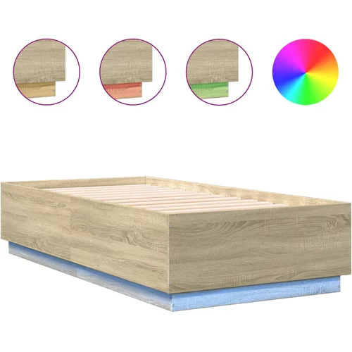  Okvir za krevet s LED svjetlima 75x190 cm od konstruiranog drva