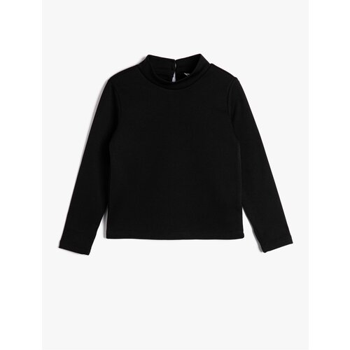 Koton Basic Sweatshirt Long Sleeved Stand-Up Collar With Back Button Fastening. Slike