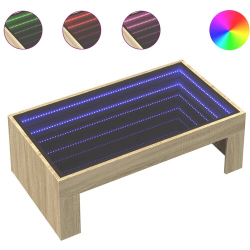  Stolić s beskonačnim LED svjetlima boja hrasta 90x50x30 cm Slike