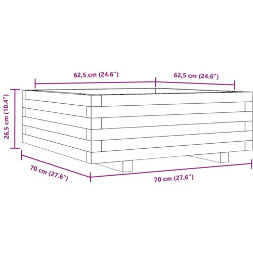 Vrtna sadilica bijela 70 x 70 x 26,5 cm od masivne borovine Slike
