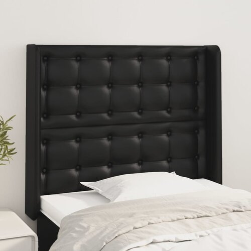 VidaXL Uzglavlje s u&amp;scaron;ima crni 93x16x118/128 cm od umjetne kože Slike
