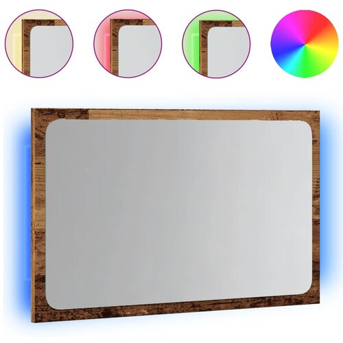  Kupaonsko ogledalo s LED svjetlom boja drva 60x8,5x38 cm Slike