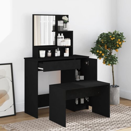 VidaXL Toaletni stolić s ogledalom crni 86 5 x 35 x 136 cm Slike