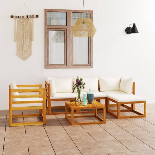  6-dijelna vrtna garnitura s krem jastucima masivno drvo bagrema Cijene