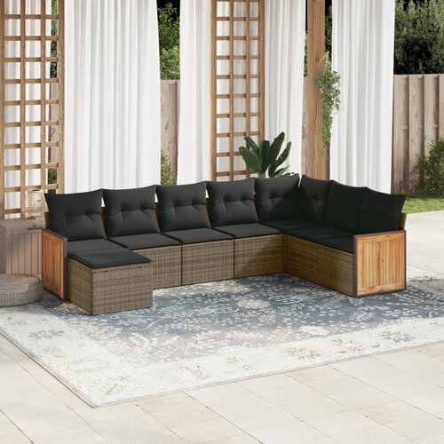 vidaXL 8-dijelni set vrtnih sofa od poliratana s jastucima sivi Cijene