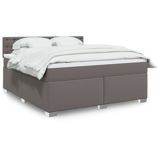 vidaXL Krevet s oprugama i madracem sivi 180 x 200 cm od umjetne kože Cijene