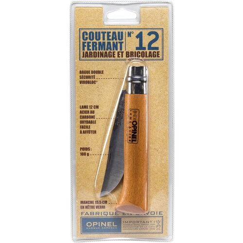 Opinel pocket knife No. 12 carbon blade with wood handle Slike
