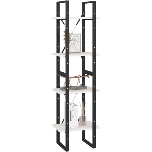  za knjige s 4 razine bijeli 40x30x140 cm od borovine Slike