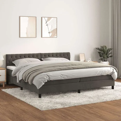  Box spring postelja z vzmetnico temno siva 200x200 cm žamet, (20846771)