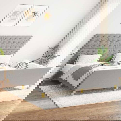  Za krevet s uzglavljem svjetlosivi 160x200 cm od tkanine Slike