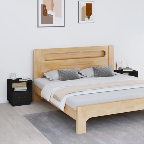 vidaXL Noćni ormarići 2 kom crna 40 x 34 x 45 cm od masivne borovine Cijene