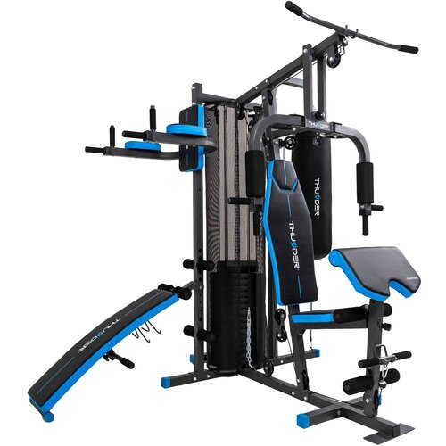 THUNDER Večpostajna domača telovadnica &reg; PUNCH &ndash; Multi-Gym, 4 postaje, 87 kg uteži, nastavljiva klop, modlitevnik, zgornji & spodnji &scaron;kripci, bo, (5000089811) Cene