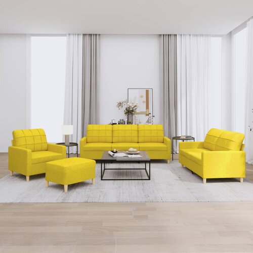  4-dijelni set sofa s jastucima svjetložuti od tkanine Cijene