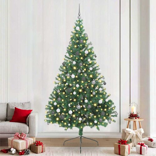 vidaXL Umjetna preddekorirana božićna jelka Zelena 240 cm PVC Cene