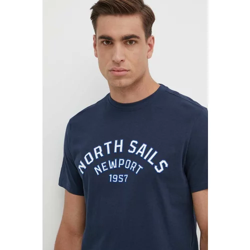 North Sails Pamučna majica za muškarce, boja: tamno plava, s tiskom, 692988