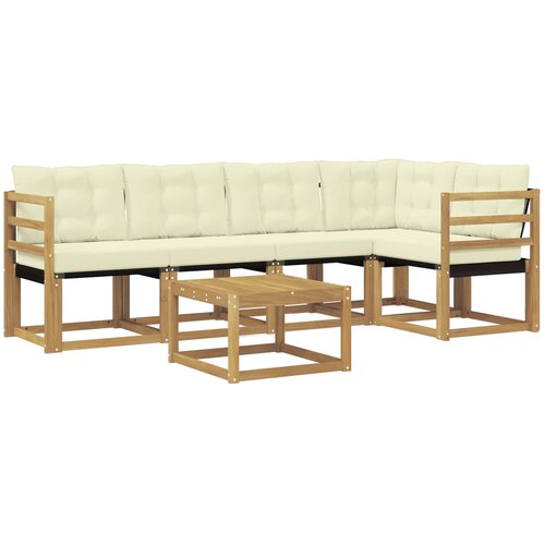 vidaXL Zunanja garnitura za sedenje z blazino 6 pcs Bela in krem, (5000270117) Cene