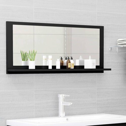 VidaXL Kupaonsko ogledalo crno 90 x 10,5 x 37 cm od iverice Slike