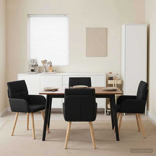  Trpezarijske stolice 4 pcs Tkanina Crna 60 x 56 x 96 cm Cene