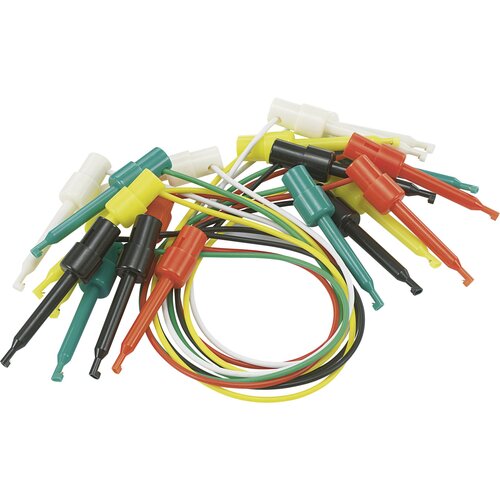 Voltcraft Merilni kabli-komplet [krokodil sponka - krokodil sponka] 0.28 m črne barve\, rdeče barve\, zelene barve\, rumene barve\, bele barve Prüfklipp 58 mm, (20422392) Cene