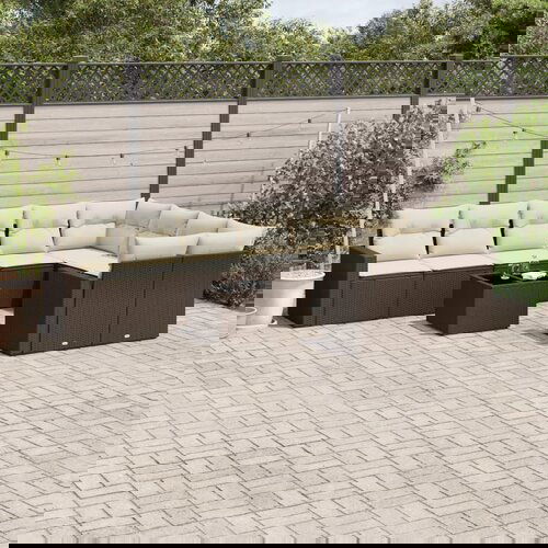 VidaXL 10-dijelni set vrtnih sofa od poliratana s jastucima smeđi Slike