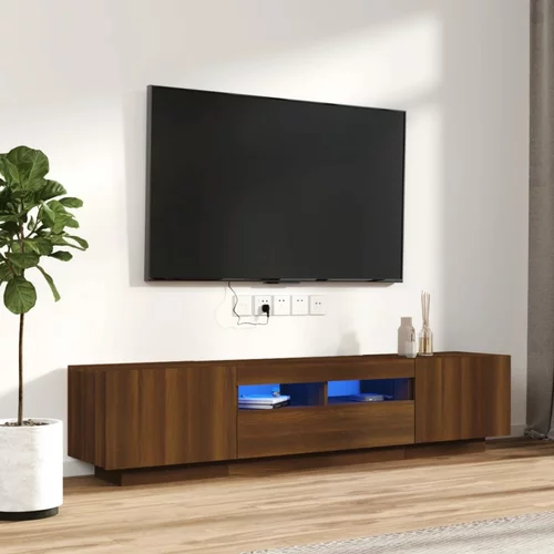  2-dijelni set TV ormarića LED boja smeđi hrast hrasta drveni