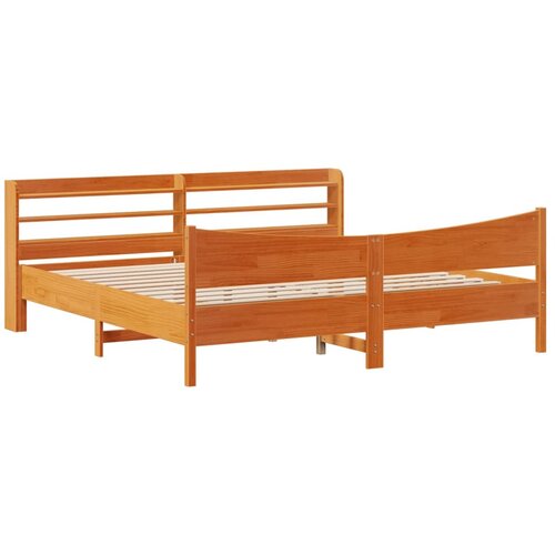 Maison Chic Posteljni okvir - Dvoposteljna postelja - Zakonska postelja z vzglavjem vo&scaron;čeno rjava 200x200 cm borovina, (21693826) Cene