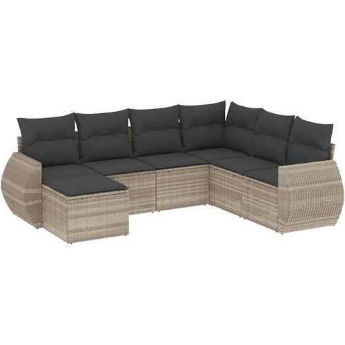 vidaXL 7-dijelni set vrtnih sofa svjetlosivi od poliratana Cijene