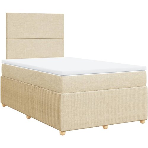 vidaXL Box spring postelja z vzmetnico krem 120x200 cm blago, (21309945) Cene