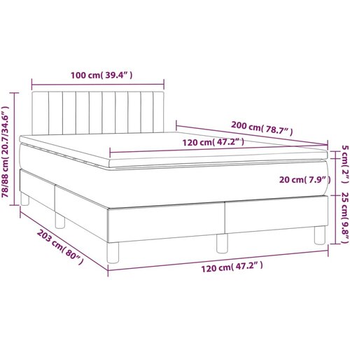  Krevet s oprugama i madracem krem 120 x 200 cm od tkanine Slike