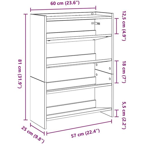  Stalak za cipele crni 60x25x81 cm od konstruiranog drva Slike