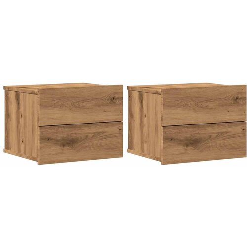 Maison Chic Stenski Dvo delni komplet Nočne omarice - Nočne mize artisan hrast 40x32x30 cm, (21688720) Slike
