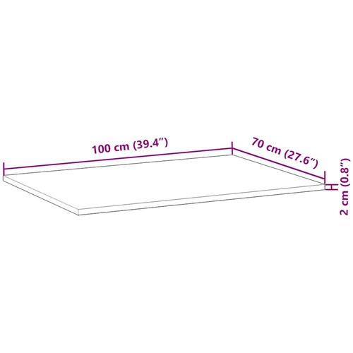 Stolna ploča 100x70x2 cm pravokutna od masivnog drva bagrema Slike