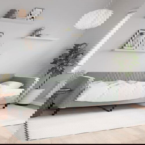 VidaXL Dnevna postelja z vzmetnico svetlo siva 100x200 cm žamet Slike