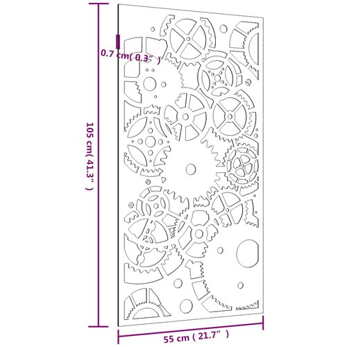  Vrtni zidni ukras 105 x 55 cm čelik COR-TEN s uzorkom zupčanika Slike