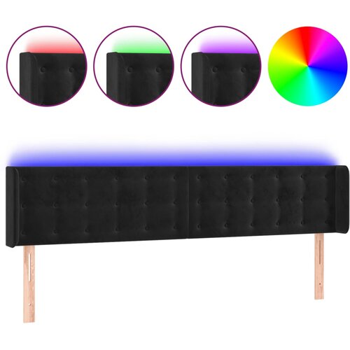 Maison Chic led posteljno vzglavje - vzglavna omarica - nočna omarica črno 203x16x78/88 cm žamet, (21712785) Slike