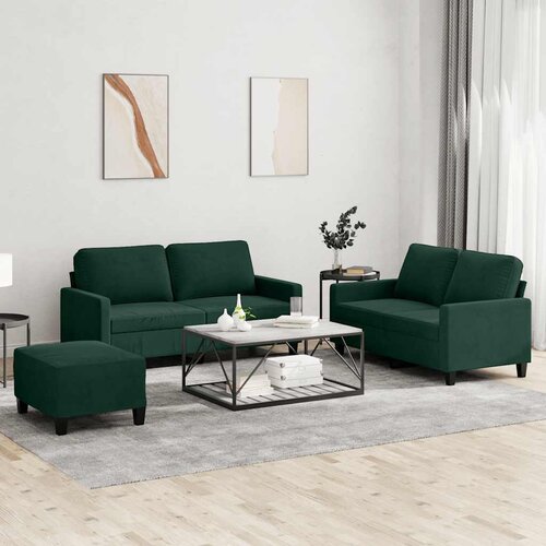  3-dijelni set sofa s jastucima tamnozeleni bar&scaron;unasti Cijene