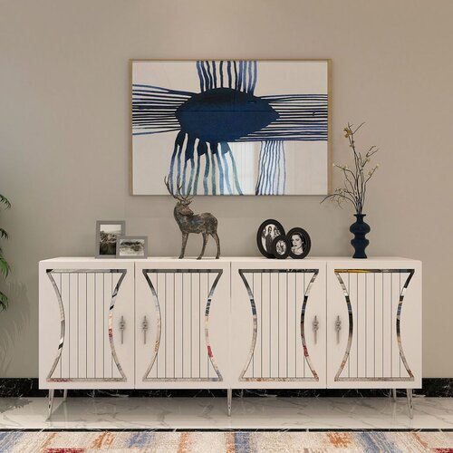 Hanah home Konzolni sto Tean, 150x75x35 cm, Belo-srebrne boje Cene