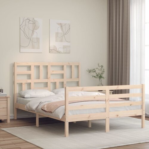 VidaXL Okvir kreveta s uzglavljem 120 x 200 cm od masivnog drva Slike